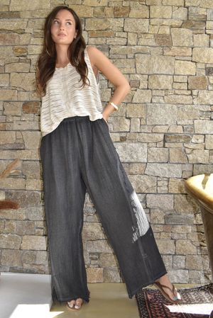 Rustic Nature Bubble Cotton Split Kick Pant Washed Charcoal
